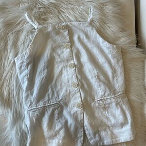 Loft Linen White Button-Down Tank Top